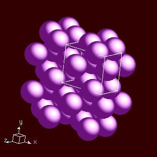 Bismuth crystal structure image (space filling style)