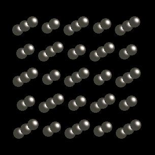 Helium crystal structure image (ball and stick style)