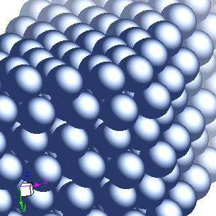 Neptunium crystal structure image (space filling style)