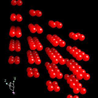 Oxygen crystal structure image (ball and stick style)