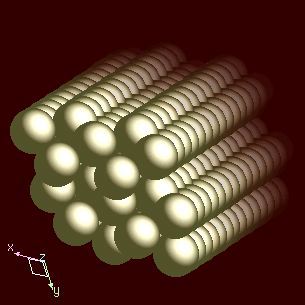 Tellurium crystal structure image (space filling style)